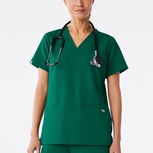 Figs Casma Scrub Top Hunter Green sz L